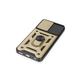 Newface Samsung Galaxy A14 4G Kılıf Pars Lens Yüzüklü Silikon - Gold