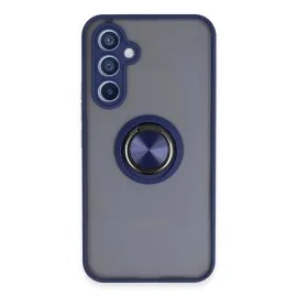 Newface Samsung Galaxy A34 5G Kılıf Montreal Yüzüklü Silikon Kapak - Lacivert