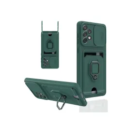 Newface Samsung Galaxy A53 5G Kılıf Zuma Kartvizitli Yüzüklü Silikon - Yeşil