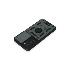 Newface Samsung Galaxy S21 Fe Kılıf Pars Lens Yüzüklü Silikon - Yeşil