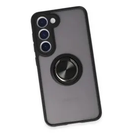 Newface Samsung Galaxy S23 Kılıf Montreal Yüzüklü Silikon Kapak - Siyah