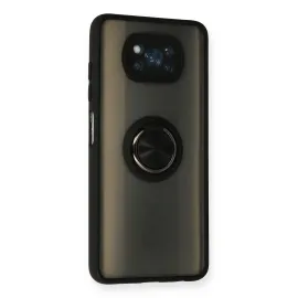 Newface Xiaomi Pocophone X3 Kılıf Montreal Yüzüklü Silikon Kapak - Siyah