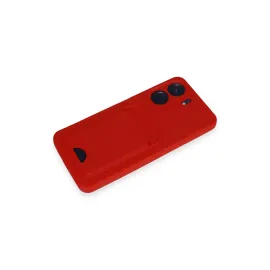 Newface Xiaomi Redmi 13C Kılıf Kelvin Kartvizitli Silikon - Kırmızı
