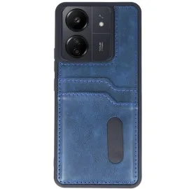 Newface Xiaomi Redmi 13C Kılıf Sara Kartvizitli Deri Kılıf - Lacivert