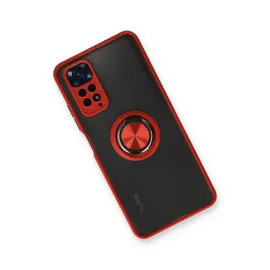 Newface Xiaomi Redmi Note 11 Kılıf Montreal Yüzüklü Silikon Kapak - Kırmızı