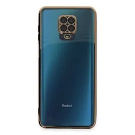 Newface Xiaomi Redmi Note 9 Pro Kılıf Razer Lensli Silikon - Gold