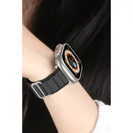 Newface Apple Watch Ultra 49Mm Mountain Kordon - Siyah-Turuncu
