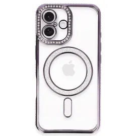 Newface Iphone 16 Kılıf Joke Simli Magneticsafe Kılıf - Derin Mor