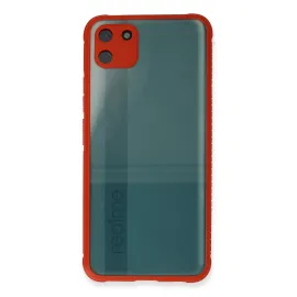 Newface Realme C11 Kılıf Miami Şeffaf Silikon - Kırmızı