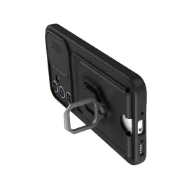 Newface Samsung Galaxy A15 4G Kılıf Zuma Kartvizitli Yüzüklü Silikon - Siyah