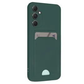 Newface Samsung Galaxy A16 5G Kılıf Kelvin Kartvizitli Silikon - Koyu Yeşil