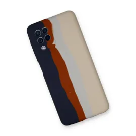 Newface Samsung Galaxy A22 Kılıf Ebruli Lansman Silikon - Lacivert-Krem