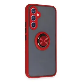 Newface Samsung Galaxy A54 5G Kılıf Montreal Yüzüklü Silikon Kapak - Kırmızı