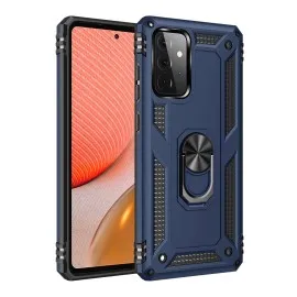 Newface Samsung Galaxy A72 Kılıf Sofya Yüzüklü Silikon Kapak - Lacivert