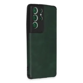 Newface Samsung Galaxy S21 Ultra Kılıf Loop Deri Silikon - Yeşil