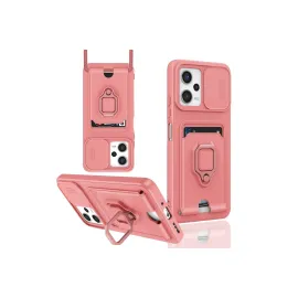 Newface Xiaomi Poco X5 5G Kılıf Zuma Kartvizitli Yüzüklü Silikon - Pembe