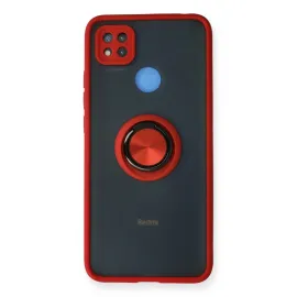 Newface Xiaomi Redmi 9C Kılıf Montreal Yüzüklü Silikon Kapak - Kırmızı