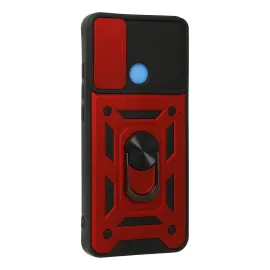 Newface Xiaomi Redmi 9C Kılıf Pars Lens Yüzüklü Silikon - Kırmızı