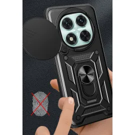 Newface Xiaomi Redmi Note 14 Pro 4G Kılıf Pars Lens Yüzüklü Silikon - Siyah