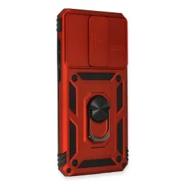 Newface Xiaomi Redmi Note 8 Pro Kılıf Pars Lens Yüzüklü Silikon - Kırmızı