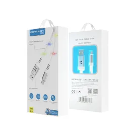Konfulon Dc09 Ses Duyarlı Işıklı Micro Usb Kablo 1M 2A - Beyaz
