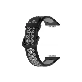 Newface Huawei Watch Fit 2 Spor Delikli Kordon - Siyah-Gri