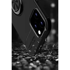 Newface Iphone 12 Kılıf Range Yüzüklü Silikon - Siyah-Mavi