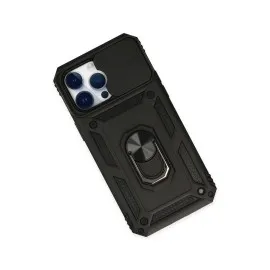 Newface Iphone 14 Pro Max Kılıf Pars Lens Yüzüklü Silikon - Siyah