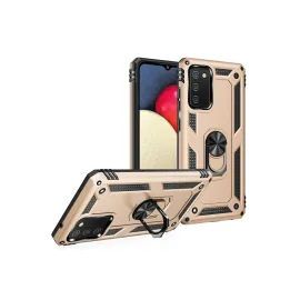 Newface Samsung Galaxy A02S Kılıf Sofya Yüzüklü Silikon Kapak - Gold