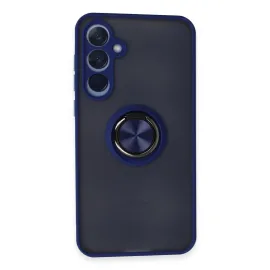 Newface Samsung Galaxy A35 5G Kılıf Montreal Yüzüklü Silikon Kapak - Lacivert