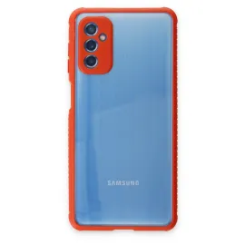 Newface Samsung Galaxy M52 5G Kılıf Miami Şeffaf Silikon - Kırmızı