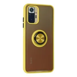 Newface Xiaomi Redmi Note 10 Kılıf Montreal Yüzüklü Silikon Kapak - Sarı