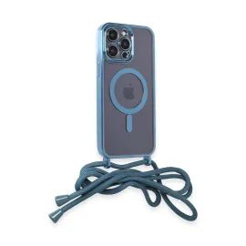 Newface Iphone 12 Pro Max Kılıf Divo Lazer Askılı Magsafe Kapak - Sierra Blue