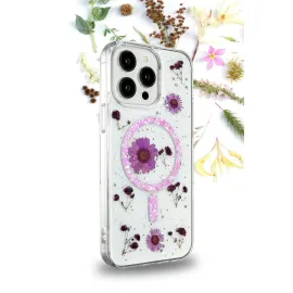 Newface Iphone 14 Pro Kılıf Daisy Simli Magsafe Kapak - Mavi