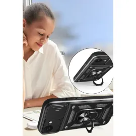 Newface Iphone 16E Kılıf Pars Lens Yüzüklü Silikon - Kırmızı