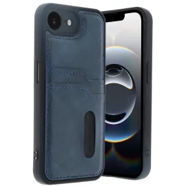 Newface Iphone 16E Kılıf Sara Kartvizitli Deri Kılıf - Lacivert