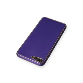 Newface Iphone 7 Plus Kılıf Coco Deri Silikon Kapak - Mor