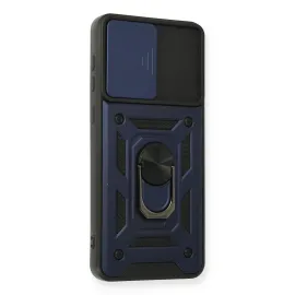 Newface Samsung Galaxy A02 Kılıf Pars Lens Yüzüklü Silikon - Lacivert