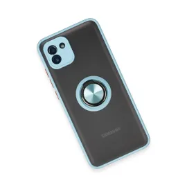 Newface Samsung Galaxy A03 Kılıf Montreal Yüzüklü Silikon Kapak - Buz Mavi