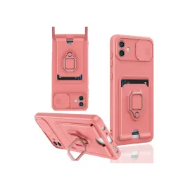 Newface Samsung Galaxy A05 Kılıf Zuma Kartvizitli Yüzüklü Silikon - Pembe