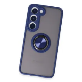 Newface Samsung Galaxy S23 Kılıf Montreal Yüzüklü Silikon Kapak - Lacivert