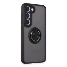 Newface Samsung Galaxy S23 Kılıf Montreal Yüzüklü Silikon Kapak - Siyah