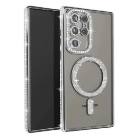 Newface Samsung Galaxy S25 Ultra Kılıf Joke Simli Magneticsafe Kılıf - Gümüş