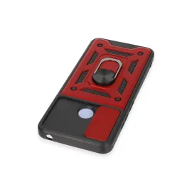 Newface Xiaomi Redmi 12C Kılıf Pars Lens Yüzüklü Silikon - Kırmızı