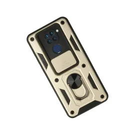 Newface Xiaomi Redmi Note 9 Kılıf Pars Lens Yüzüklü Silikon - Gold