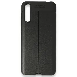 Newface Huawei P Smart S Kılıf Focus Derili Silikon - Siyah