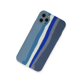 Newface Iphone 11 Pro Kılıf Ebruli Lansman Silikon - Mavi-Gri