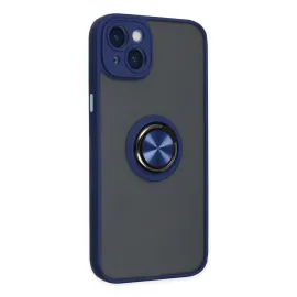 Newface Iphone 14 Kılıf Montreal Yüzüklü Silikon Kapak - Lacivert