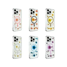 Newface Iphone 14 Pro Kılıf Daisy Simli Magsafe Kapak - Gold
