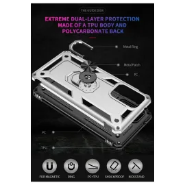 Newface Samsung Galaxy A03S Kılıf Sofya Yüzüklü Silikon Kapak - Gümüş